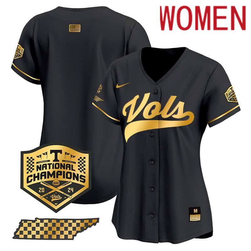 Women Tennessee Volunteers Blank Black 2024 Nike Champions Vapor Premier Limited NCAA Jersey style 1